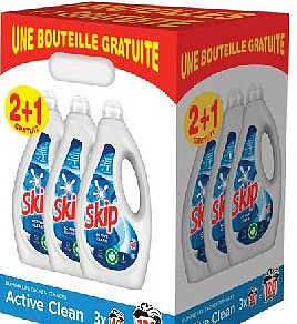 Lessive liquide Active Clean Skip, lot de 3