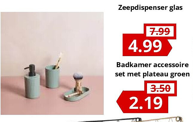 Badkamer accessoire set met plateau groen