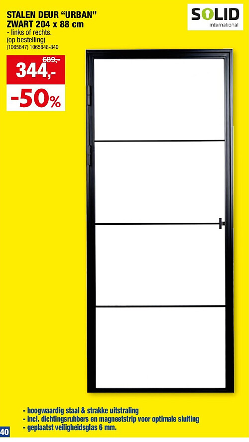 STALEN DEUR “URBAN” ZWART 204 x 88 cm