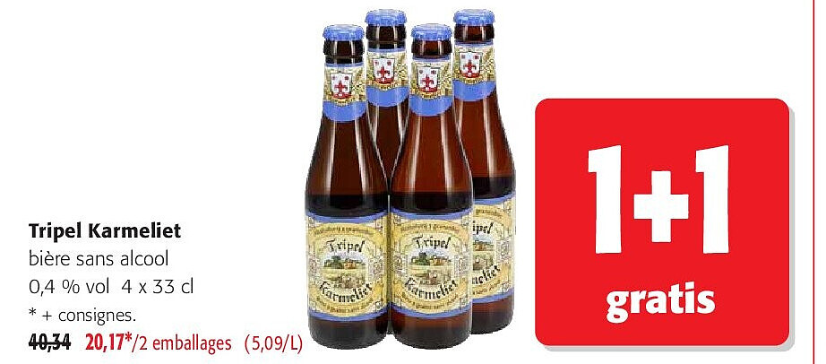 Tripel Karmeliet bière sans alcool 0,4 % vol 4 x 33 cl
