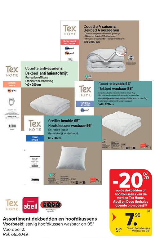 Assortiment dekbedden en hoofdkussens