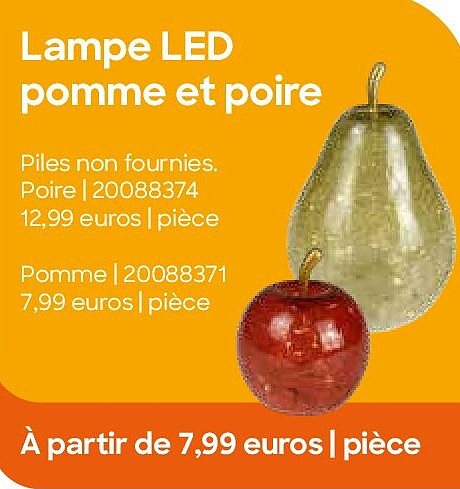 Lampe LED pomme et poire