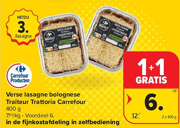 Verse lasagne bolognese Traiteur Trattoria Carrefour