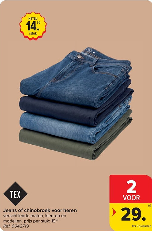 Jeans of chinobroek voor heren