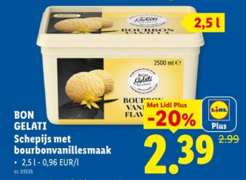 Schepijs met bourbonvanillesmaak