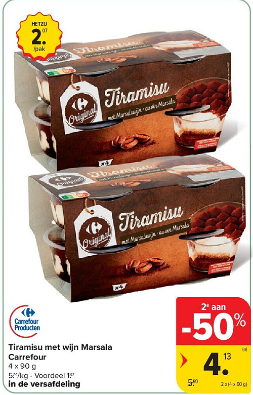 Tiramisu met wijn Marsala Carrefour
