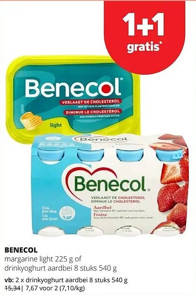 BENECOL drinkyoghurt aardbei 8 stuks 540 g