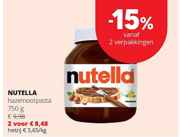 NUTELLA hazelnootpasta 750 g