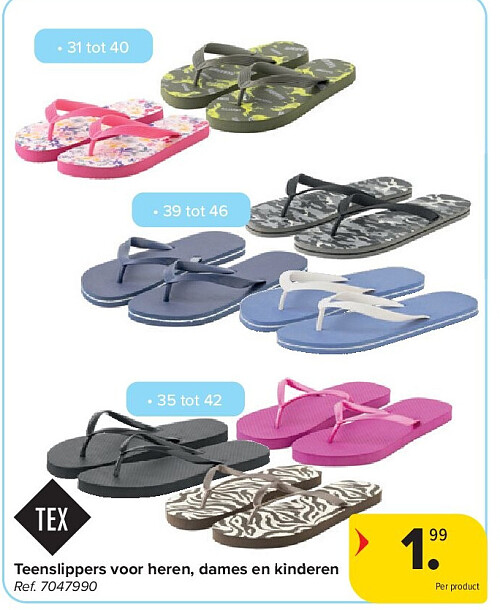 Teenslippers voor heren, dames en kinderen