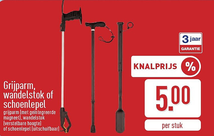 Grijparm, wandelstok of schoenlepel