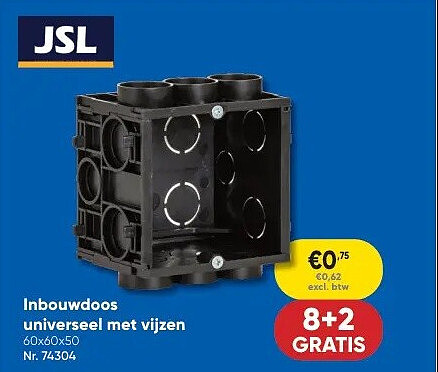 Inbouwdoos universeel met vijzen 60x60x50 Nr. 74304