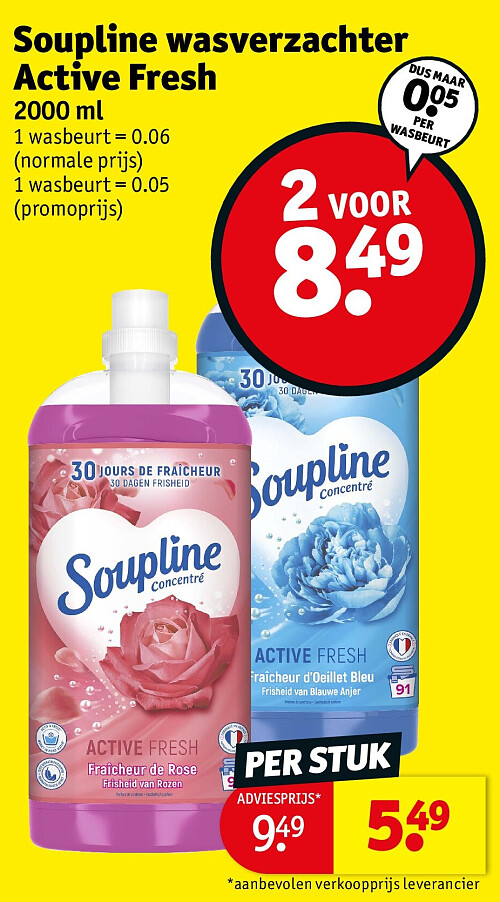 Soupline wasverzachter Active Fresh