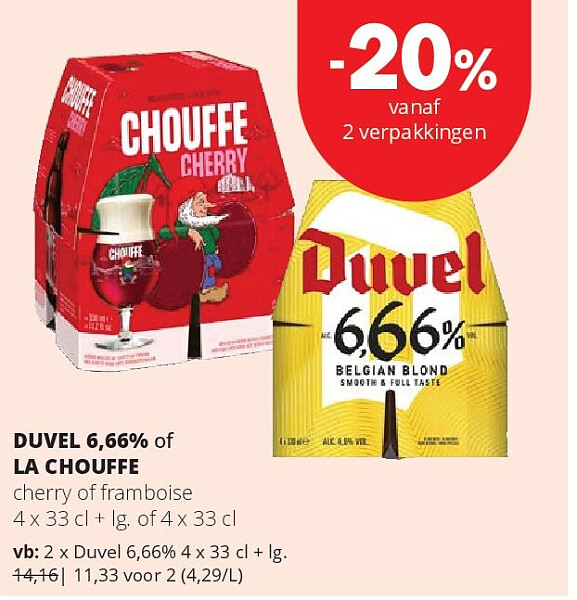 Duvel 6,66% 4 x 33 cl + lg.