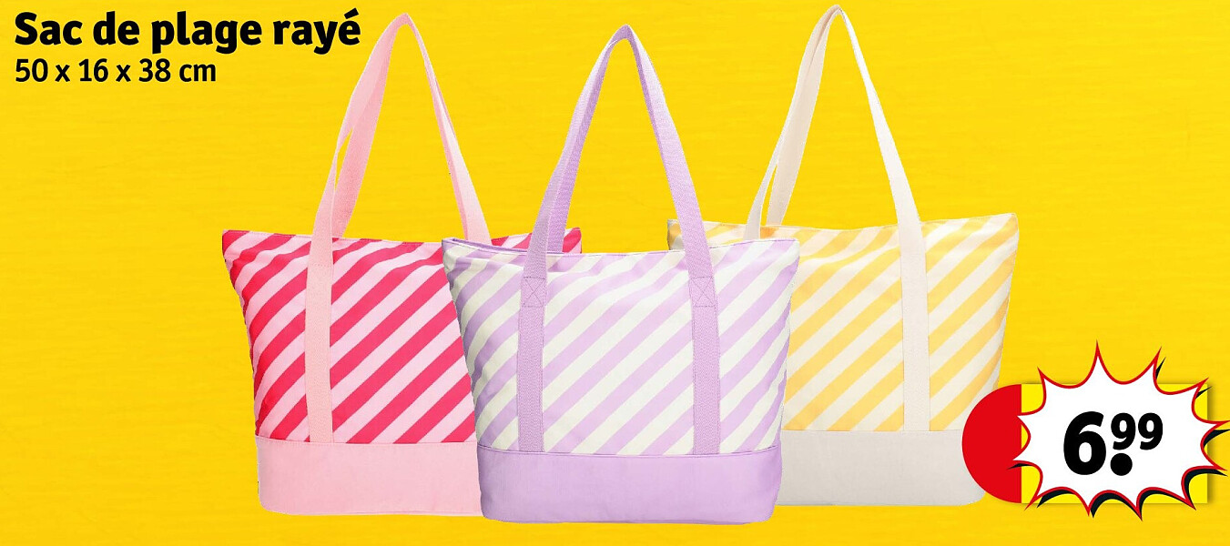 Sac de plage rayé 50 x 16 x 38 cm