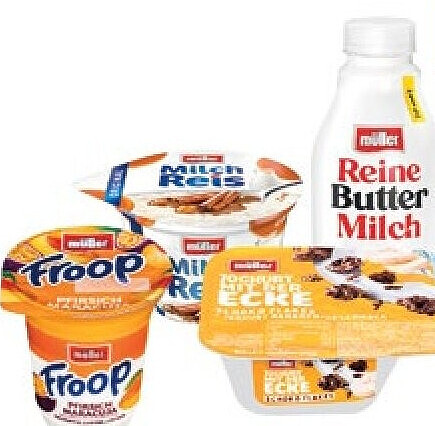 Müller Molkereiprodukte, vegane Alternativen und Götterspeise