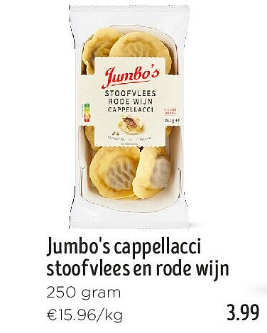 Jumbo's cappellacci stoofvlees en rode wijn