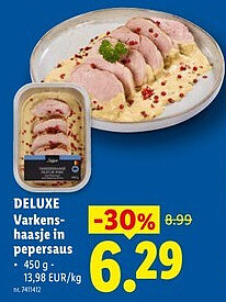 DELUXE Varkenshaasje in pepersaus