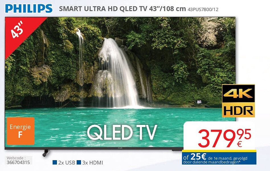 Philips SMART ULTRA HD QLED TV 43’’/108 cm 43PUS7800/12