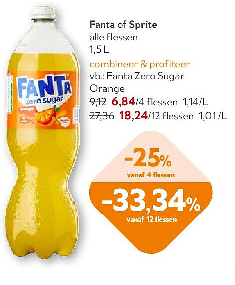 Fanta of Sprite alle flessen 1,5 L