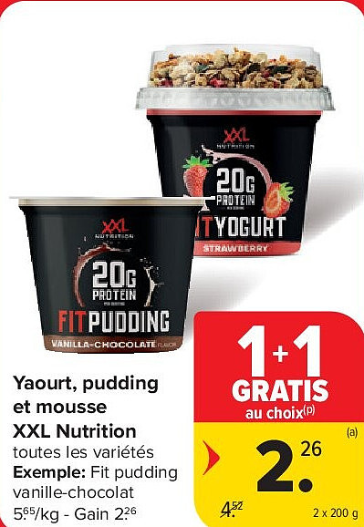Yaourt, pudding et mousse XXL Nutrition 2 x 200 g