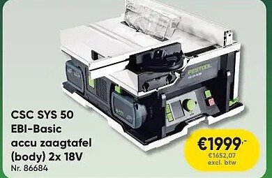 CSC SYS 50 EBI-Basic accu zaagtafel (body) 2x 18V Nr. 86684