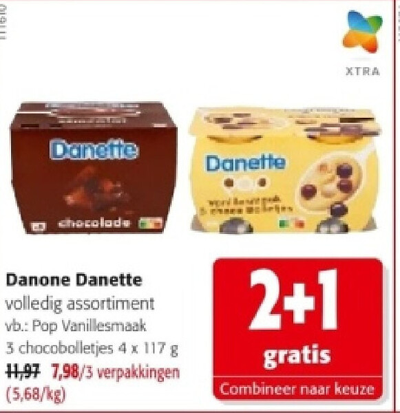Danone Danette Pop Vanillesmaak 3 chocobolletjes 4 x 117 8