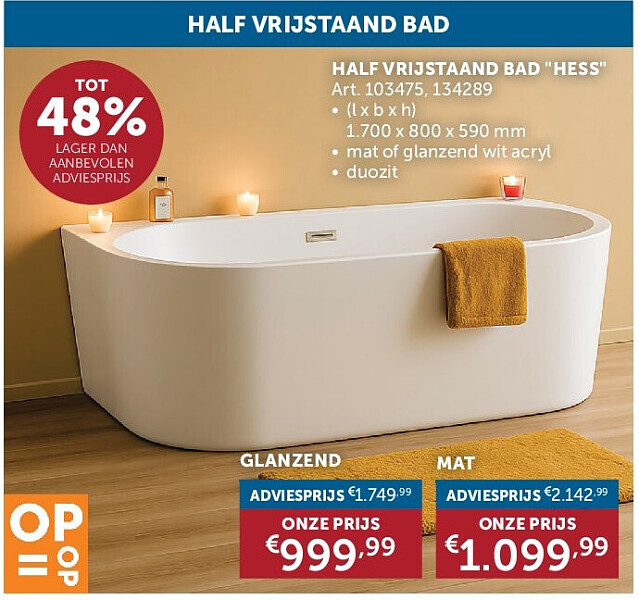 HALF VRIJSTAAND BAD "HESS"