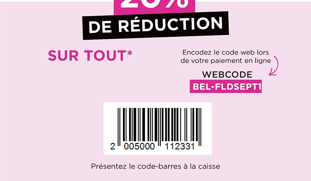 20% de réduction sur tout