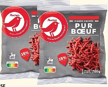 Viande hachée pur bœuf surgelée Auchan
