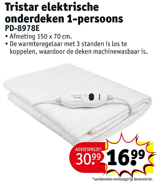 Tristar elektrische onderdeken 1-persoons