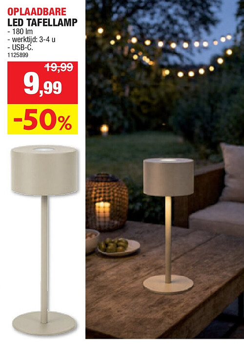 OPLAADBARE LED TAFELLAMP