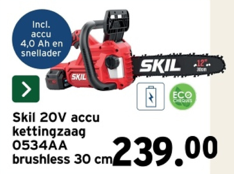 Skil 20V accu kettingzaag 0534AA brushless 30 cm