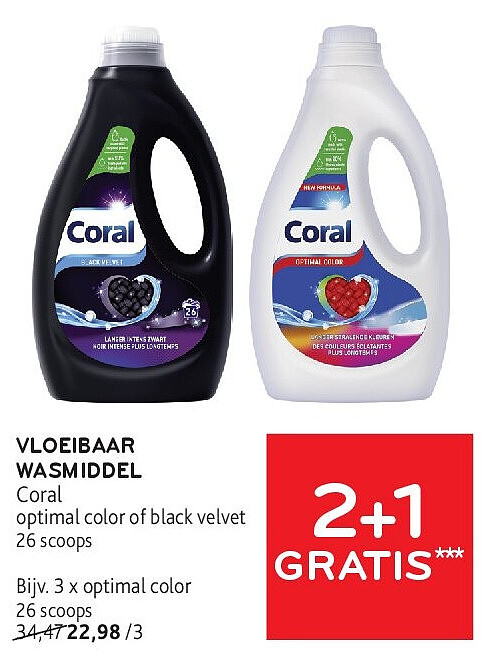 VLOEIBAAR WASMIDDEL Coral optimal color of black velvet 26 scoops