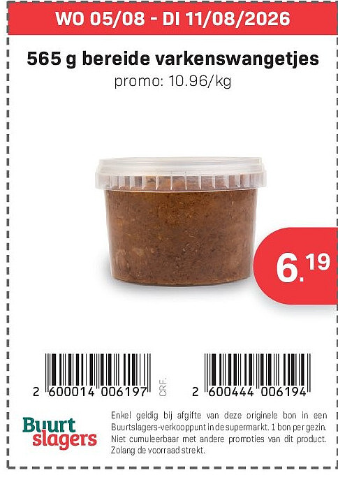 565 g bereide varkenswangetjes