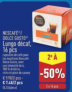 Lungo décaf, 16 DCS