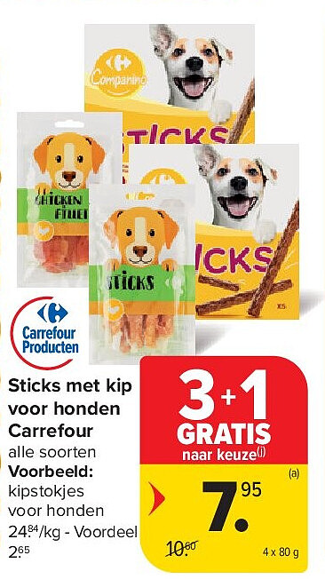 Sticks met kip voor honden Carrefour