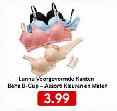 Lunna Voorgevormde Kanten Beha B-Cup-Assorti Kleuren en Maten