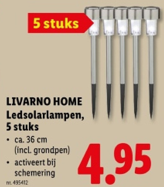Ledsolarlampen, 5 stuks