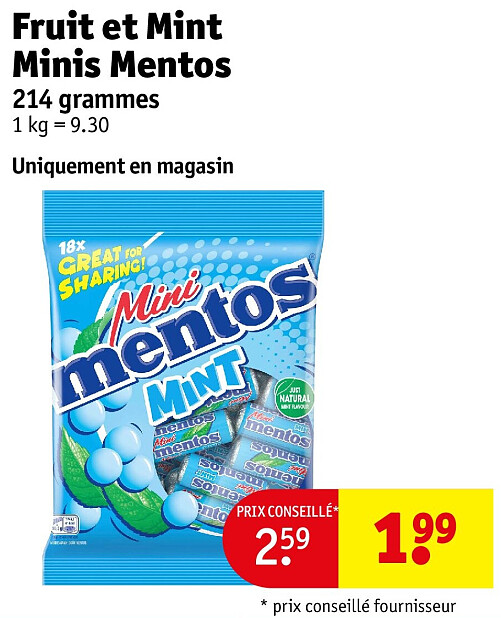 Fruit et Mint Minis Mentos 214 grammes