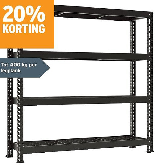 Handson extra breed en stevig metalen opbergrek zwart