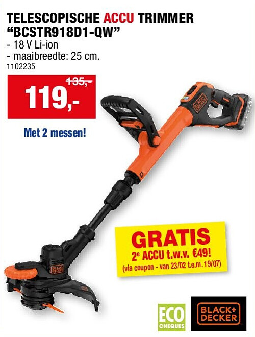 TELESCOPISCHE ACCU TRIMMER “BCSTR918D1-QW”