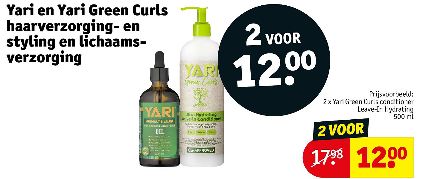 2 x Yari Green Curls conditioner Leave-In Hydrating 500 ml