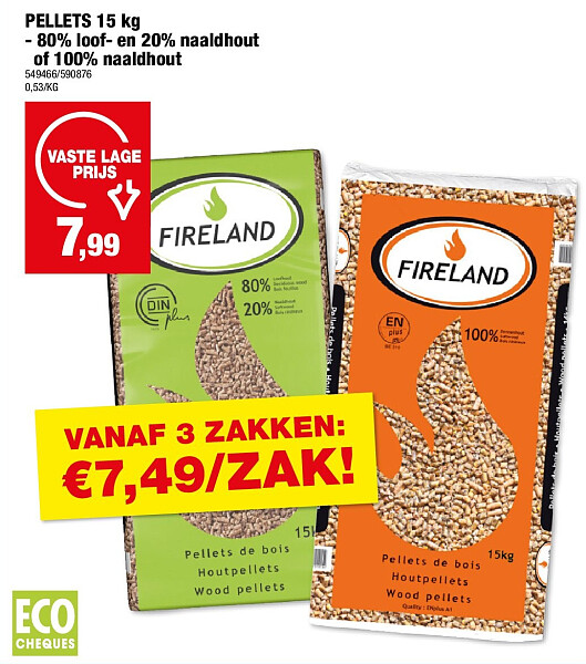 PELLETS 15 kg - 80% loof- en 20% naaldhout of 100% naaldho
