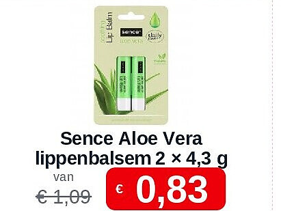 Sence Aloe Vera lippenbalsem 2 × 4,3 g