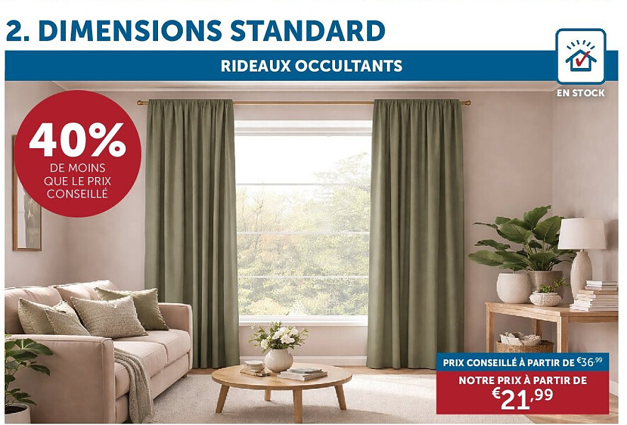 DIMENSIONS STANDARD RIDEAUX OCCULTANTS