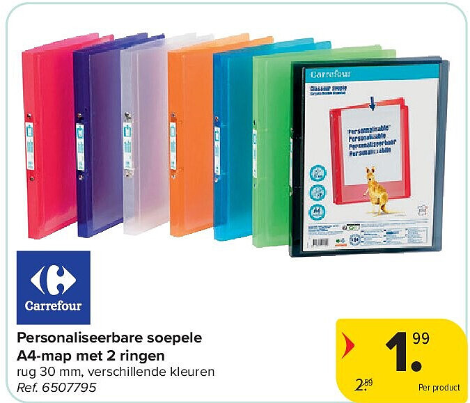 Personaliseerbare soepele A4-map met 2 ringen