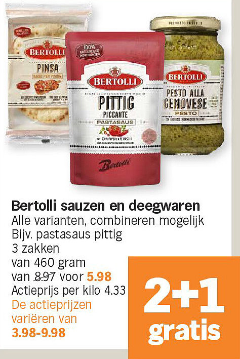 Bertolli sauzen en deegwaren