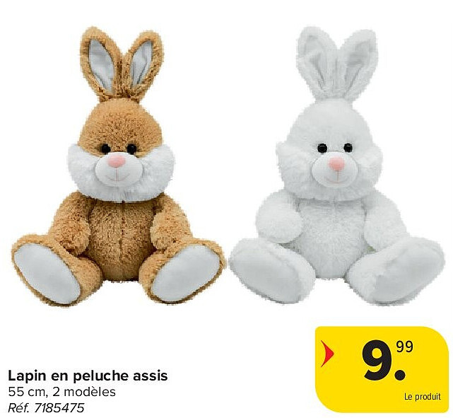 Lapin en peluche assis 55 cm