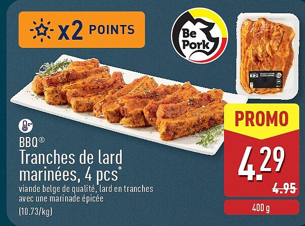 Tranches de lard marinées, 4pcs