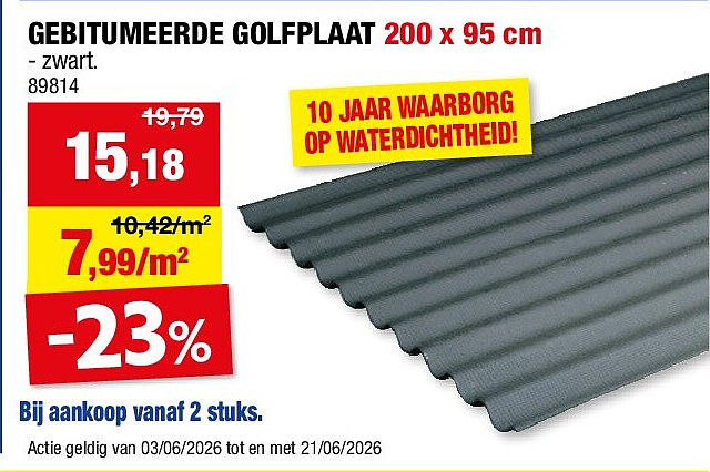 GEBITUMEERDE GOLFPLAAT 200 x 95 cm